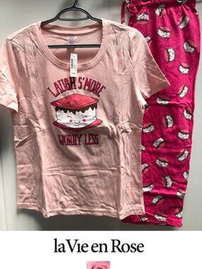 NWT LA VIE EN ROSE WOMEN'S COTTON PAJAMA SET (S & L)